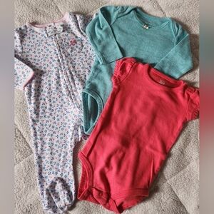 Carter's Pink, Teal, and White Floral One Pieces